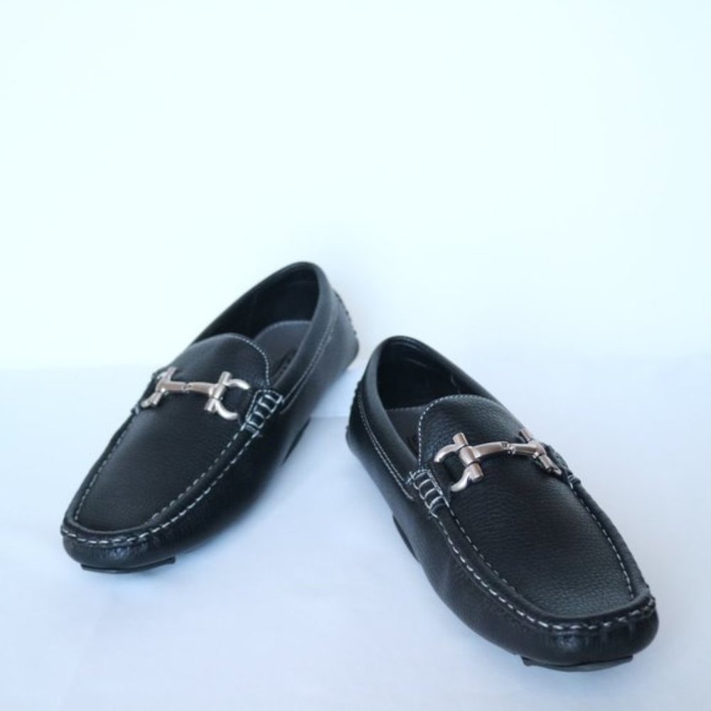 NEW Giovanni Mens Slip-ons Loafer Shoes Leather Bl